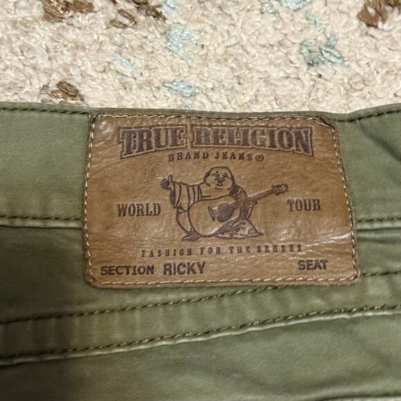 True Religion Ricky Relaxed Straight Green Jeans Size 34x33 Y2K - Picture 4 of 5